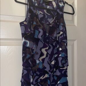 Ann Taylor Purple Blue Abstract Ruffled Tank Top